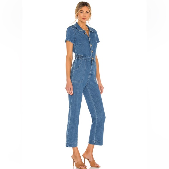 NWT Show Me Your Mumu Emery Denim Jumpsuit French Blue Medium Wash Size Small - Picture 2 of 15